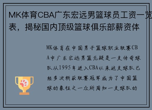 MK体育CBA广东宏远男篮球员工资一览表，揭秘国内顶级篮球俱乐部薪资体系 - 副本